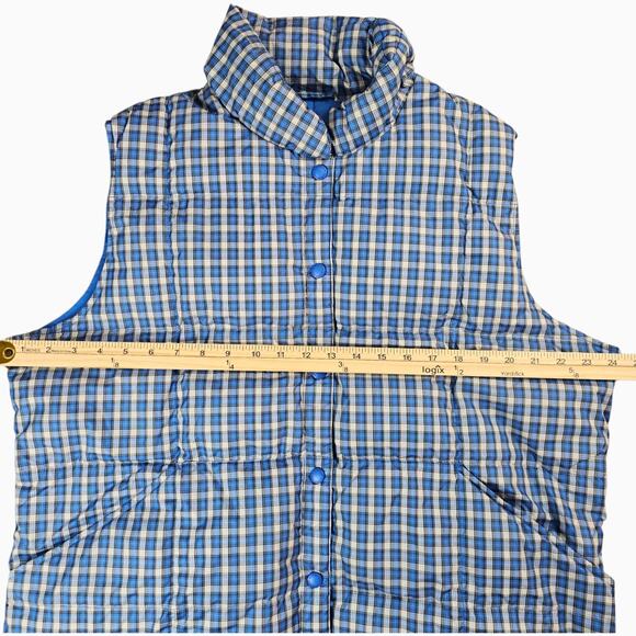 Lands End Puffer Vest Womens XL Blue White Plaid Down Lightweight Quilted - Picture 8 of 8